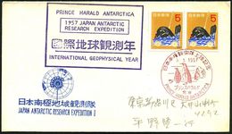 JAPAN 1957 (30.1.) Roter SSt.: PRINCE HARALD ANTARCTICA = Japan Antarctic Research Expedition (JARE I) = Pinguine Klar A - Aardrijkskunde