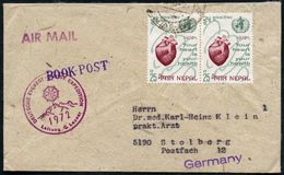 NEPAL 1972 25 P. "UNO-Herz-Woche", Paar + Viol. 1K-HdN: DEUTSCHE EVEREST-LHOTSE-EXPEDITION 1972/ Leitung G. Lenser , Rs. - Geography