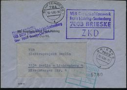 7803 BRIESKE/ ZKD/ VEB Braunkohlenberg/ Franz Mehring-Senftenberg 1968 (16.5.) Viol. ZKD-Ra.4 + 1K: 7803 BRIESKE/a , Vor - Andere & Zonder Classificatie