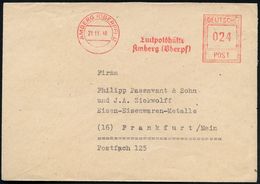 AMBERG (OBERPF) 2/ Luitpoldhütte 1946 (21.11.) Seltener AFS-Typ "Hochrechteck" Klar Auf Fernbf. (Dü.E-18CG, Nur 1946-47  - Sonstige & Ohne Zuordnung