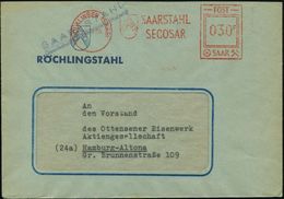 VÖLKLINGEN (SAAR)/ SAARSTAHL/ SECOSAR 1954 Seltener AFS-Typ "POST/SAAR" Mit Gotischen BG-Ziffern! (Wappen) Firmen-Bf.: R - Andere & Zonder Classificatie