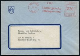 VÖLKLINGEN/ (SAAR)/ Röchlingwerke... 1955 Seltener AFS, Typ "POST/SAAR" Mit BA-Ziffern , Rs. Französ. Abs.-Vordr.: FORGE - Andere & Zonder Classificatie