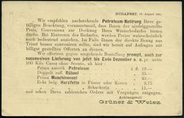 UNGARN 1880 (17.8.) Amtl. Inl.-P 2 F. Braunsrosa, Rs. Reklame-Zudruck: ..Petroleum-Notirung.. Prima Amerik. Petroleum/ D - Petrolio