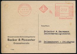 GROSSALMERODE/ DIAMANT/ Becker & Piscator 1946 (6.12.) Seltener, Aptierter AFS "Mäanderrechteck" = Inschrift D. Wertrahm - Andere & Zonder Classificatie