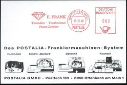 B.R.D. 1980 (15.12.) AFS: VORFÜHRSTEMPEL/POSTALIA/E.FRANK/Tonnadeln-Tonabnehmer.. = Diamant,  Seltene Postalia-Musterkt. - Autres & Non Classés