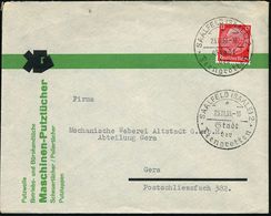 SAALFELD (SAALE)2/ */ Stadt/ D./ Feengrotten 1935 (23.11.) HWSt 2x Auf Zweifarb. Firmenbf.: KG Maschinen-Putztücher (rs. - Autres & Non Classés