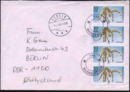 D.D.R. 1990 (7.4.) 10 Pf. Naturkunde-Museum Berlin, Reine MeF: Vertikaler 4er-Streifen = Dicraeosaurus , 2x Seltener 2K: - Andere & Zonder Classificatie