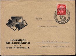 WEISSWASSER(OBERLAUSITZ)/ Die Stadt D.Glaserzeugung 1937 (14.10.) HWSt = 2 Schnapsgläser (im Stadtwappen) Klar Gest. Rek - Glas & Fenster