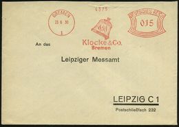BREMEN/ 1/ Klocke & Co 1930 (23.6.) AFS = Glocke , Vordr.-Bf. An Leipziger Messeamt (Dü.E-1CEh) - Schiffbau & Werft / Sh - Sin Clasificación