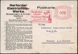 HERFORD/ Herforder/ Läute-/ Maschinen Voco/ In Mehr Als/ 3500 Kirchen 1929 (1.10.) Dekorativer AFS = Läute-maschine Mit  - Zonder Classificatie