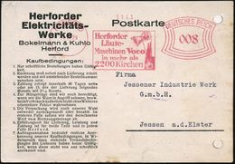 HERFORD/ Herforder/ Läute-/ Maschinen Voco/ In Mehr Als/ 3500 Kirchen 1929 (1.10.) Dekorativer AFS = Läute-maschine Mit  - Unclassified