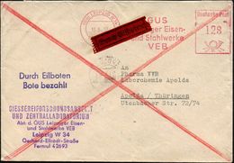 (10b) LEIPZIG W 34/ GUS/ Leipziger Eisen-/ U.Stahlwerke/ VEB 1952 (16.6.) AFS 128 Pf. + Viol. Abs.-7L: GIESSEREI-FORSCHU - Unclassified