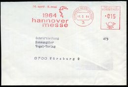 3 HANNOVER MESSEGELÄNDE/ 26.april-5.mai/ 1964/ Hannover/ Messe 1964 (11.3.) AFS = Merkurkopf , Klar Gest., Links Verkürz - Non Classificati