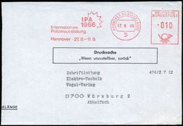 3 HANNOVER MESSEGELÄNDE/ IPA/ 1966/ Internat./ Polizeiausstellung/ ..27.8.-11.9. 1966 (17.8.) AFS (Logo: Stern) Klar Ges - Non Classificati