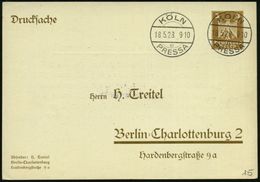 KÖLN/ E/ PRESSA 1928 (18.5.) Seltener SSt = Hauspostamt Messegelände =  Internat. Presse-Ausstellung (Tagesstempel-Form! - Zonder Classificatie