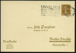 LEIPZIG C1/ *b/ MESSESTADT/ IPA/ INTERNAT./ PELZFACH-/ JAGD-/ AUSSTELLUNG 1929 (20.8.) MWSt Auf PP 3 Pf. Goethe (F. Paep - Ohne Zuordnung