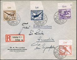 LEIPZIG C 1/ *m/ MM/ MESSESTADT 1937 (25.2.) HWSt Mehrfach Auf Besserer Olympia-Frankatur (Mi.619 U.a., + 25.- EUR) + RZ - Non Classificati