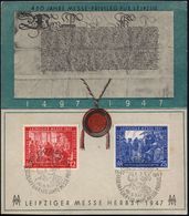(10b) LEIPZIG C1/ GEDENKFEIER 450 JAHRE MESSEPRIVILEG 1947 (3.9.) SSt  = Brustbild Kaiser Maximilian I. (= Messe-Privile - Ohne Zuordnung