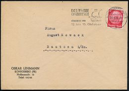 KÖNIGSBERG (PR)5/ B/ DEUTSCHE/ OSTMESSE/ DOK/ 12.bis 15.Okt. 1941 (23.9.) MWSt = DOK-Kogge , Klar Gest. Bedarfs-Bf. (Bo. - Zonder Classificatie