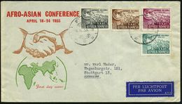 INDONESIEN 1955 (18.4.) Afro-Asiatische Konferenz, Kompl.Satz , Sauber Gest. Übersee-Flp-FDC-SU.!  (Mi.134/37) - Windjam - Andere & Zonder Classificatie