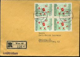 ÖSTERREICH 1956 (29.6.) 1,45 S. "23. Internat. Städtebau-Kongreß Wien", Reine MeF: 4er-Block ,ortsgl.Stempel  + RZ: Wien - Sonstige & Ohne Zuordnung