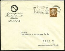 Berlin W9 1938 3 Pf. Hindenbg. Mit Firmenlochung "M E R" = M Ittel-Europäisches Reisebüro Auf Firmen-Inl.-Bf.: M E R, Da - Jewish