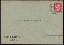 OSTLAND 1942 (18.8.) 2K-Steg: RIGA/a/DDPO Auf EF 12 Pf. Hitler Auf Firmen-Bf.: KÜHNE & NAGEL, RIGA.. = Spedition , Die F - Joodse Geloof