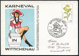 7707 WITTICHENAU/ Helau/ 275 JAHRE KARNEVAL 1981 (1.3.) SSt = Narrenkopf (m. Kappe) Klar Gest. Sonderumschlag  - Deutsch - Carnevale