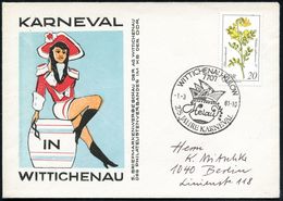 7707 WITTICHENAU/ Helau/ 275 JAHRE KARNEVAL 1981 (1.3.) SSt = Narrenkopf (m. Kappe) Klar Gest. Sonderumschlag  - Deutsch - Carnival