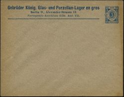 Berlin 1888 "Neue Berliner Omnibus- U.Packetfahrt AG", Privat-U. 3 Pf. Ziffer, Blau: Gebr. König, Glas- U. Porzellan-Lag - Porcellana
