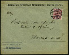 BERLIN,W./ *8k 1903 (7.12.) 1K-Gitter Auf EF Dienst 10 Pf. Grün + Viol. Ra2: Frei Lt. Avers No.21/Kgl. Pr. Porzellan Man - Porcellana