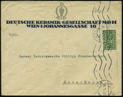 ÖSTERREICH 1923 (25.5.) 400 Kr. Freimarke Mit Firmenlochung: "D. K. G." = D Eutsche Keramik-GmbH. , Dekorat. Firmen-Bf.  - Porcellana