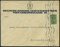 ÖSTERREICH 1923 (25.5.) 400 Kr. Freimarke Mit Firmenlochung: "D. K. G." = D Eutsche Keramik-GmbH. , Dekorat. Firmen-Bf.  - Porcelain