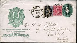 U.S.A. 1892 (28.5.) PU 2 C. Washington, Grün: E.F. W. MEIER/.. CHINA, GLASS AND QUEENSWARE.. ST. LOUIS, MO (Zier-Mono-gr - Porcelana