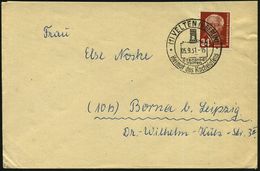 (1) VELTEN (b BERLIN)/ Ofenstadt/ Heimat Des Kachelofens 1951 (5.9.) HWSt = Kachelofen , Glasklar Gest. Inl.-Bf (Bo.3) - - Porselein