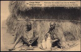 BELGISCH-KONGO 1923 (29.6.) 15 C. BiP Palme, Grün: Fabrication De Cruches à Eau Chez Les Wahutu (Wahutu-Männer Mit Wasse - Porcelain