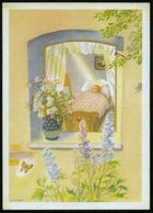 B.R.D. 1951 Schmuckblatt-Telegramm: Geburt = Baby Im Kinderbett (u. Blumenvase, Schmetterling Etc., Rs. Vogel Füttert Ju - Autres & Non Classés