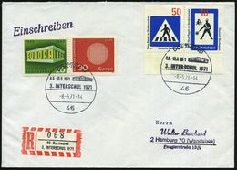 46 DORTMUND/ 3.INTERSCHUL 1971 (Mai) SSt + Seltener Sonder-RZ: 46 Dortmund/3. INTERSCHUL 1971 (NEZ Nr.137), Inl.-R-Bf.!, - Autres & Non Classés