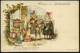 DINKELSBÜHL 1898 (Jan.) 1K Auf PP 5 Pf. Wappen, Grün: Kinderzeche-Festspiel = Reiter M. Kindern/Ratsherren =  Schwed. Ob - Altri & Non Classificati