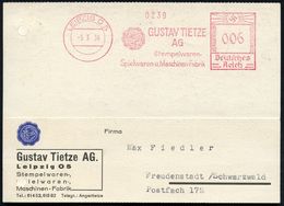 LEIPZIG O5/ GUSTAV TIETZE/ AG/ Stempelwaren-/ Spielwaren-u.Maschinen-Fabrik 1935 (13.2.) AFS (Siegel-Logo Mit Globus) De - Non Classificati