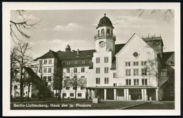 BERLIN-LICHTENBERG 1/ BRIEFMARKENBÖRSE/ Zentralhaus Der Jungen Pioniere 1957 (22.11.) SSt (stilis. Haus Der Jungen Pioni - Andere & Zonder Classificatie