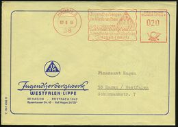 58 HAGEN 3/ Jugendherbergen/ Im Wiederaufbau/ DJH/ Werde Mitglied!.. 1964 (7.8.) AFS (DJH-Logo) Motivgl. Vordr.-Bf.: Jug - Autres & Non Classés