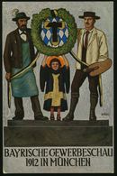 MÜNCHEN/ BAYER.GEWERBESCHAU 1912 PP 5 Pf. Luitpold Grün: Kunstmaler Mit Palette, Pinseln (u. Münchener Kindl, Handwerker - Otros & Sin Clasificación