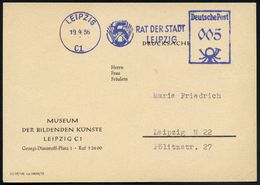 LEIPZIG/ C1/ RAT DER STADT 1956 (19.4.) Blauer AFS = DDR-Dienstfarbe (5-Jahrplan-Logo) Klar Gest. Dienst-Kt.:  MUSEUM DE - Musées