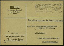 NIEDERLANDE 1947 (19.7.) MWSt: ROTTERDAM C.S./18 Mei - 2 AUG./ROTTERDAM/STRAKS/Museum Boymans Klar Gest., Markenloser Di - Musées