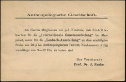 München 1903 (30.7.) Amtl. P 2 Pf. Rauten, Grau + Rs. Zudruck: Anthropologische Ges./.."Internat. Kunstausstellung" Und  - Andere & Zonder Classificatie