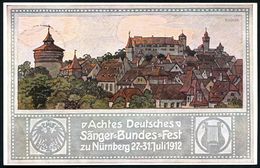 NÜRNBERG/ 8.DT.SÄNGER-BUNDESFEST 1912 (29.7.) SSt In Mühlradform Glasklar Auf Passender PP 5 Pf. Luitpold, Grün: Achtes  - Autres & Non Classés
