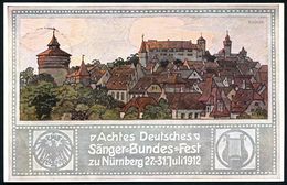 NÜRNBERG/ 8.DT.SÄNGER-BUNDESFEST 1912 (29.7.) SSt In Mühlradform Glasklar Auf Passender PP 5 Pf. Luitpold, Grün: Achtes  - Altri & Non Classificati