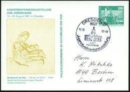 8027 DRESDEN 27/ DDR/ Niederlande/ Jugendbriefmarkenausstellung 1981 (16.8.) SSt Auf PP 10 Pf. Neptunbrunnen, Grün: Remb - Otros & Sin Clasificación