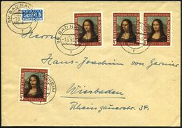 B.R.D. 1952 (1.5.) 5 Pf. "500. Geburtstag Leornardo Da Vinci", Reine MeF: 4 Stück = Mona Lise ("La Giocconda") , Klar Ge - Andere & Zonder Classificatie